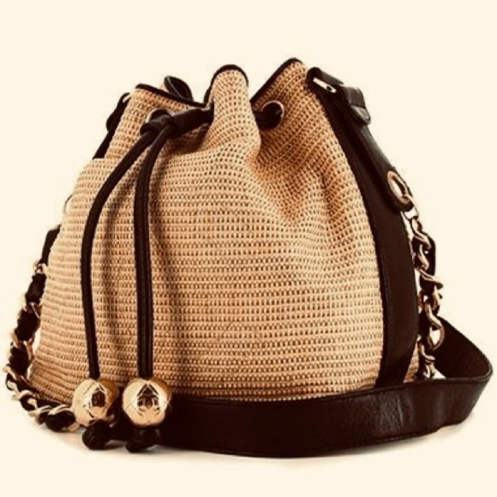 Chanel Bucket raffia brown bag handbag